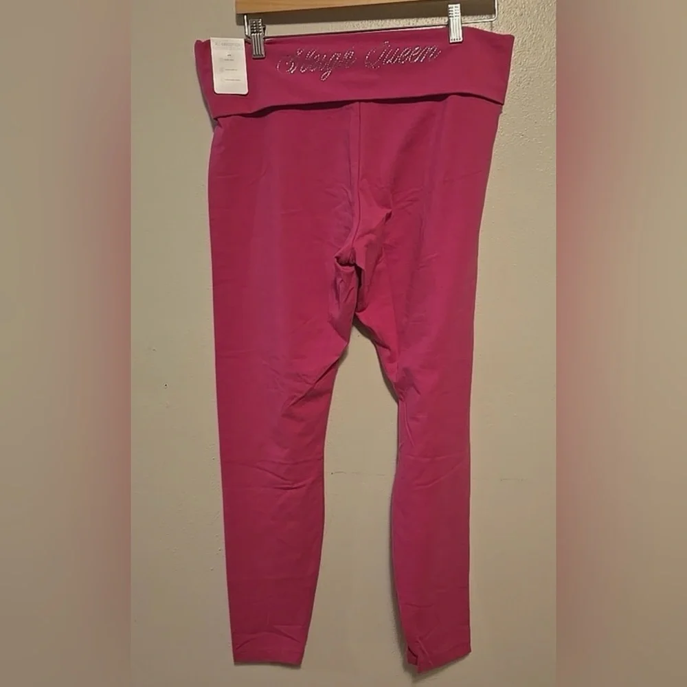 Victoria’s Secret PINK Fold Over Rhinestone “Sleigh Queen” Leggings Y2K Pink - Picture 2 of 6